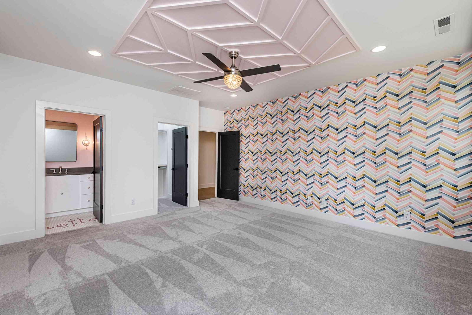 Primary bedroom with paneled walls by Shail Construction in Raleigh NC