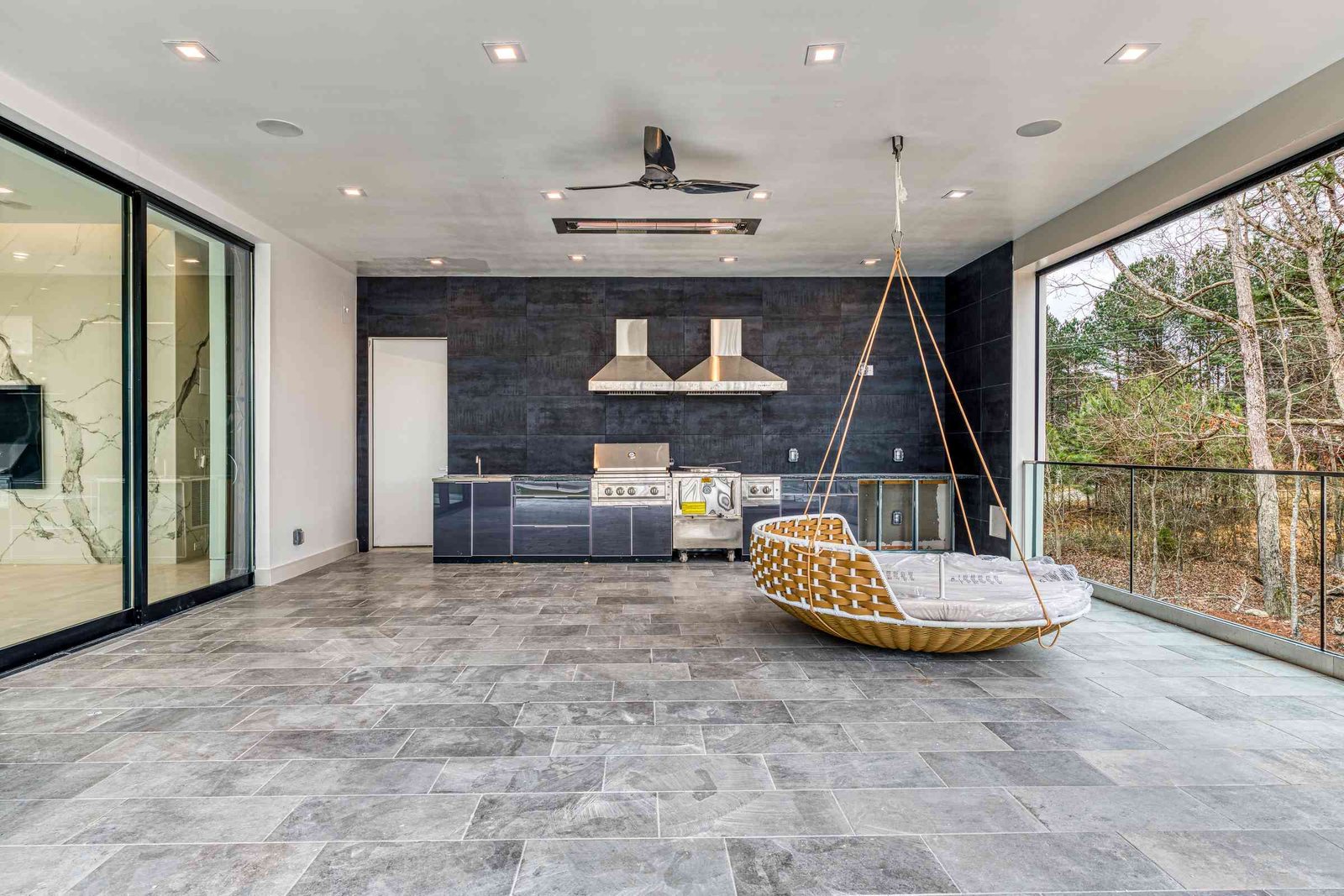 Outdoor veranda kitchen with full appliance package by Shail Construction in Raleigh NC