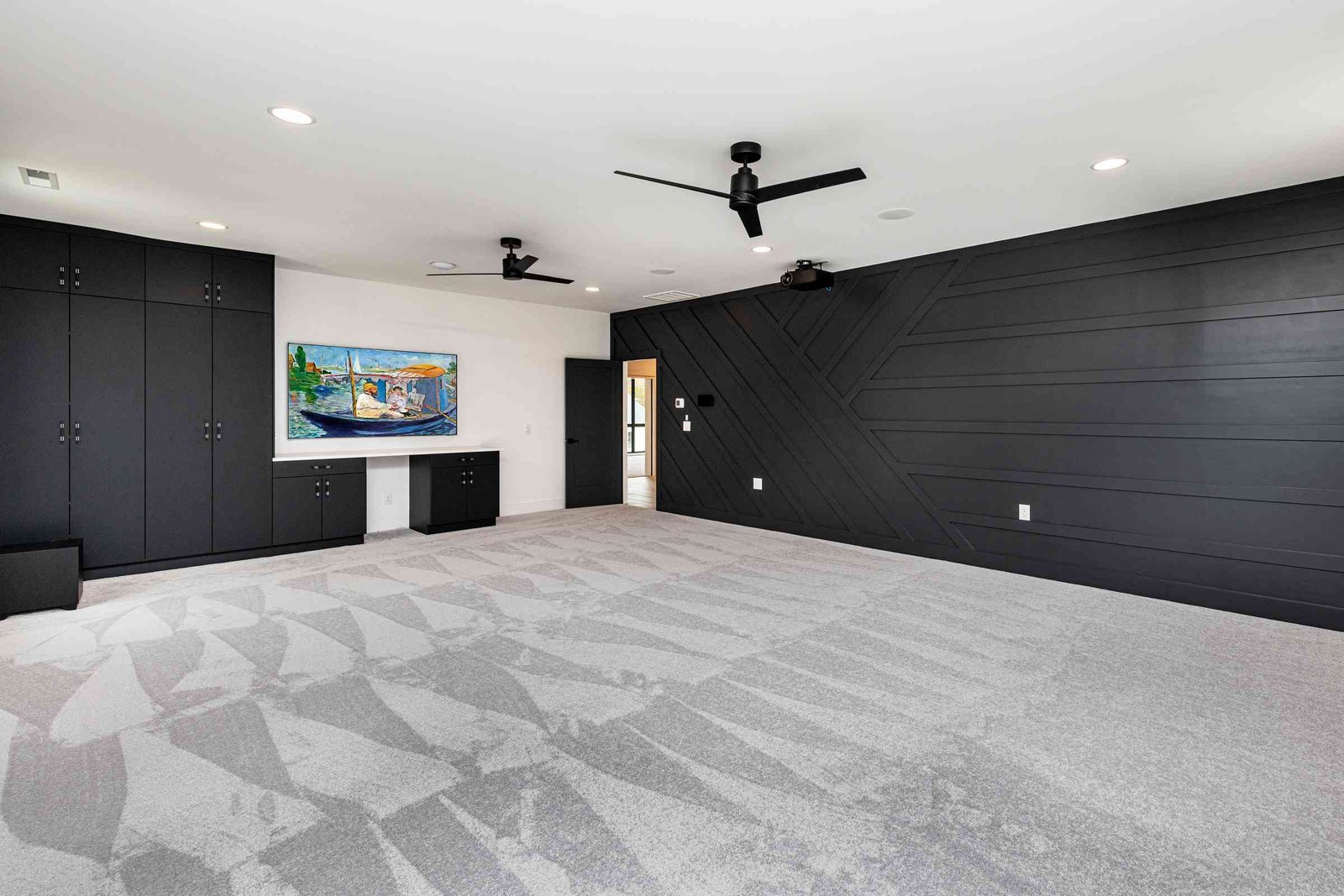 Home cinema with starlight ceiling by Shail Construction in Raleigh NC